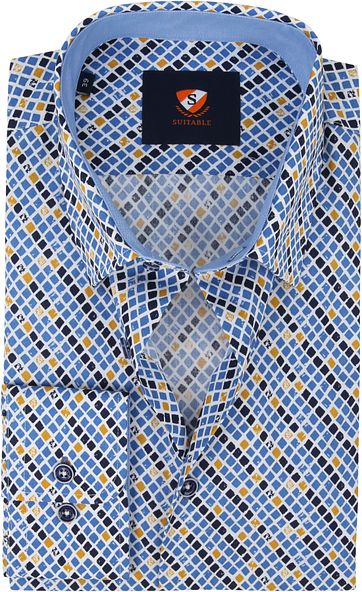 Suitable Shirt Checkered Blue Yellow