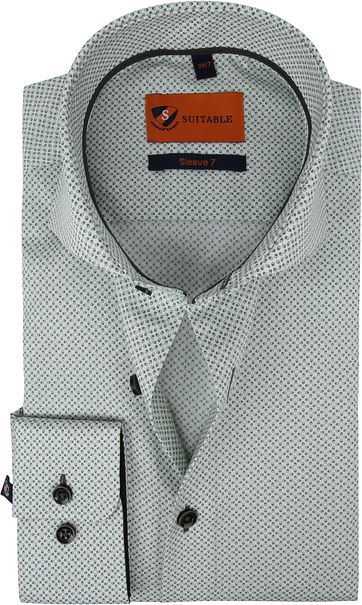 Suitable Shirt Extra Long Sleeve Dots Green