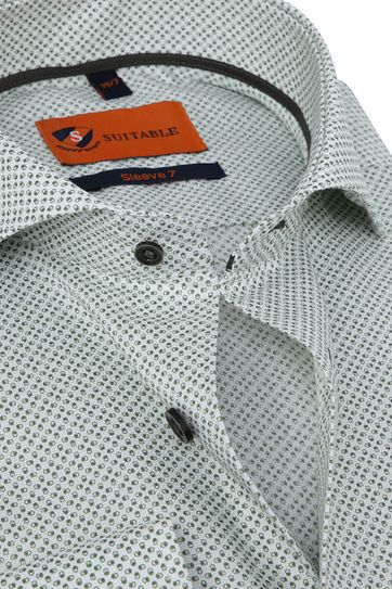 Suitable Shirt Extra Long Sleeve Dots Green