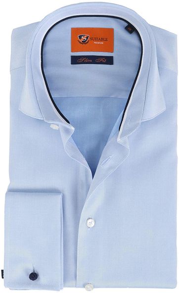 Suitable Shirt Twill Blue Double Cuff
