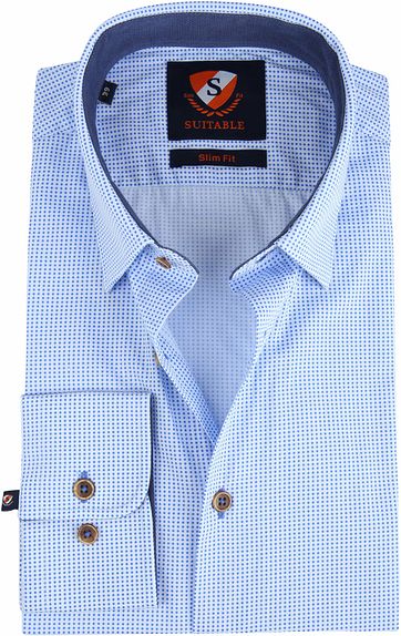 Suitable Shirt Wesley Light Blue Dessin