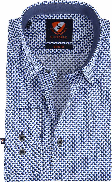 Suitable Shirt Willem Blue Dessin