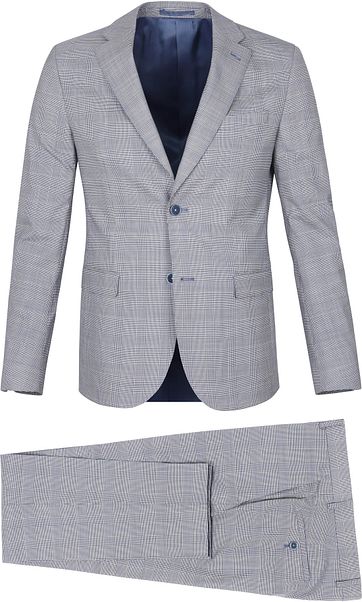 Suitable Strato Suit Check Light Blue