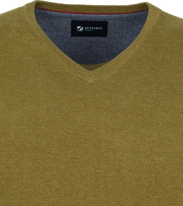 Suitable Vini Pullover V-Hals Olijfgroen