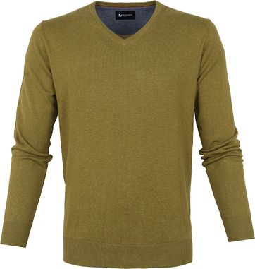 Suitable Vini Pullover V-Hals Olijfgroen