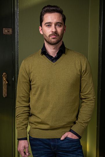 Suitable Vini Pullover V-Hals Olijfgroen