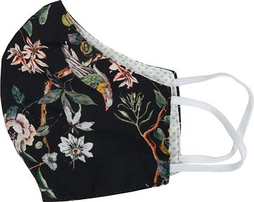 Suitable Waschbare Maske Blumen Schwarz