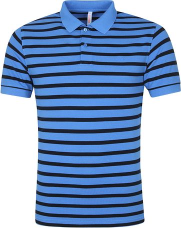 Sun68 Polo Cold Dye Stripes Blauw