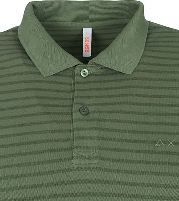 Sun68 Polo Cold Dye Stripes Olijfgroen
