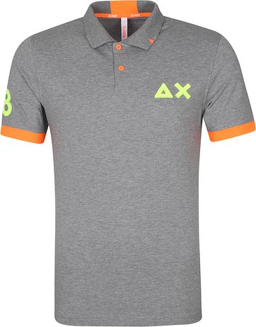 Sun68 Polo Shirt Logo Fluo Grau