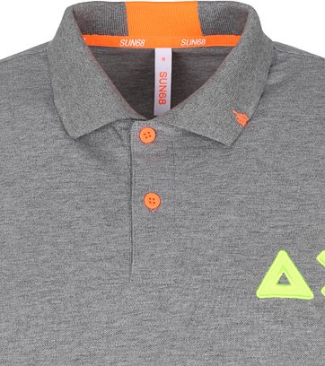 Sun68 Polo Shirt Logo Fluo Grau