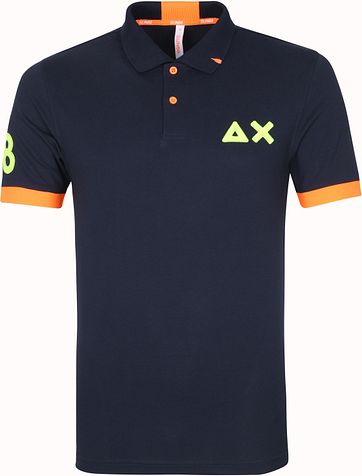 Sun68 Polo Shirt Logo Fluo Navy