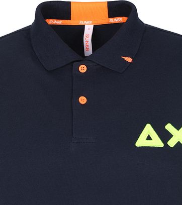 Sun68 Polo Shirt Logo Fluo Navy