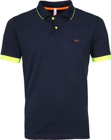 Sun68 Polo Small Stripes Fluo Navy