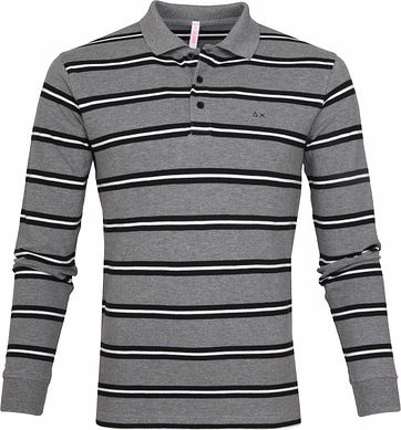 Sun68 Poloshirt LS Streifen Grau