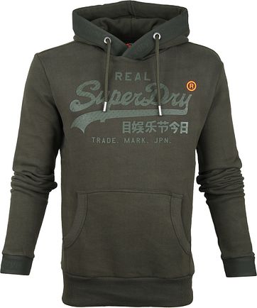 Superdry Tonal Tape Hoodie Donkergroen