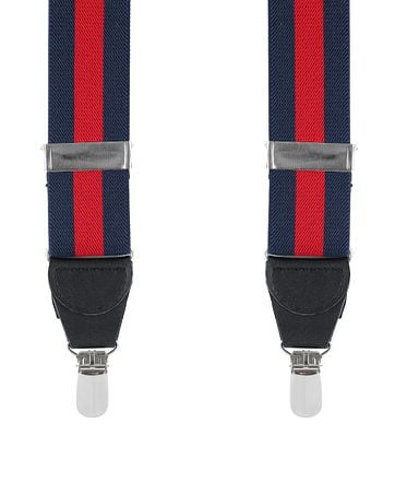 Suspenders Striped Navy + Red