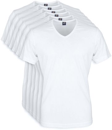 T-Shirt V-Ausschnitt 6-Pack (6 Stück) Weiß