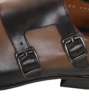 Taupe Leder Schuh Doppel Strap