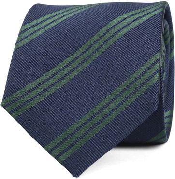 Tie Silk Dark Navy Green Stripes
