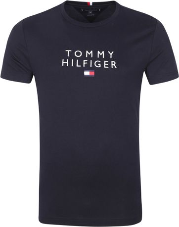 tommy hilfiger logo flag t shirt navy