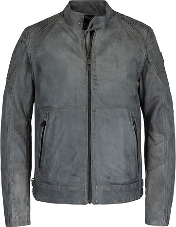 Vanguard Leder Bikebolt 2.0 Jacke Dunkelgrau