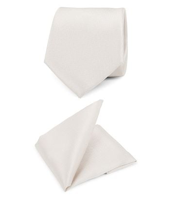 Wedding Tie + Pocketsquare Off-white