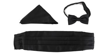 Wilvorst Set Kummerbund, Fliege und Einstecktuch Schwarz